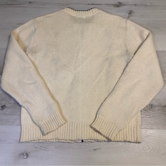 Vintage Sears Sportswear Wool Blend Full Zip Chevron Cardigan, Ivory/Multi, Sz M - Picture 7 of 8